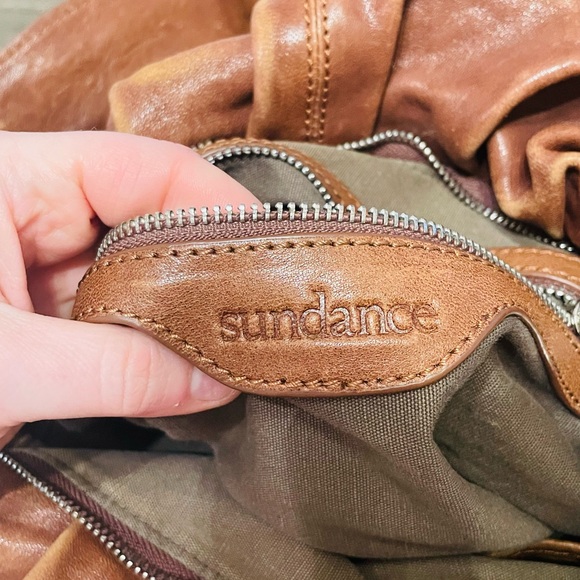 Large Rustic Sundance Studded Brown Leather Bag - Picture 5 of 12